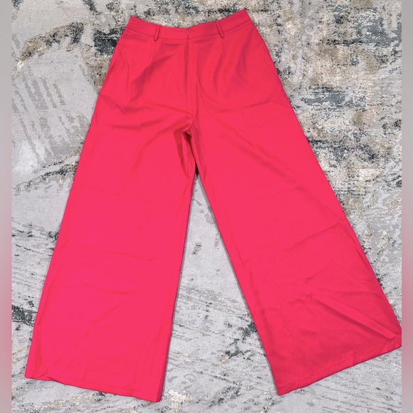 NWOT High Waisted Wide Leg Trousers, Fuschia, Size XL - Picture 3 of 4